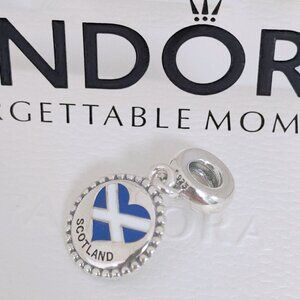Pandora Scotland Heart Flag Travel Exclusive Dangle Charm with box